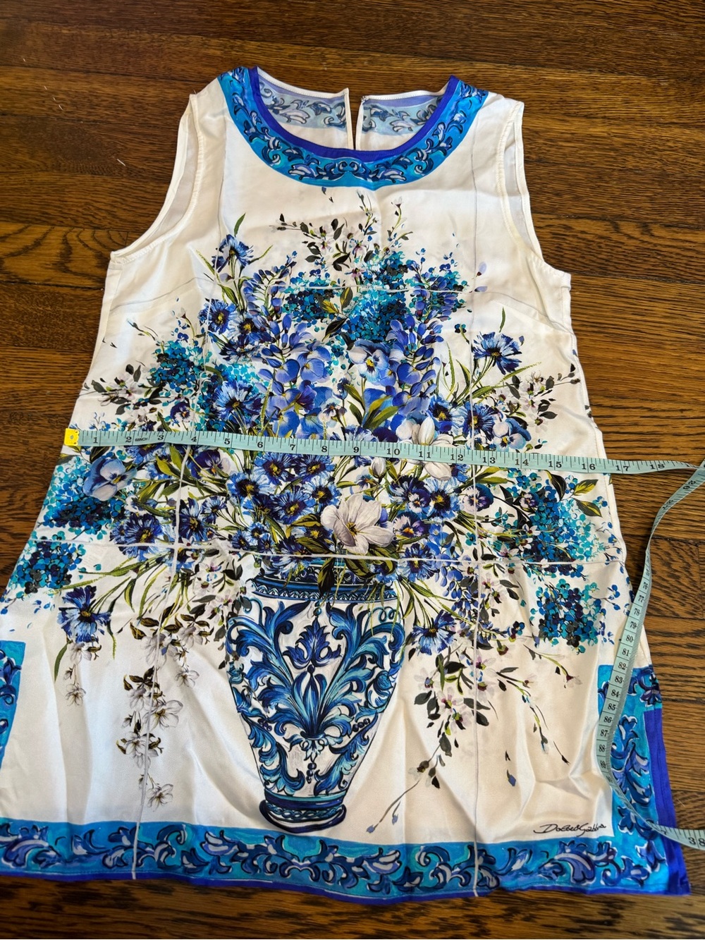 Dolce&Gabbana blue silk majolica Sleeveless Floral Vase Print blouse top IT 38 - Picture 7 of 13